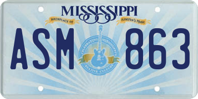 MS license plate ASM863