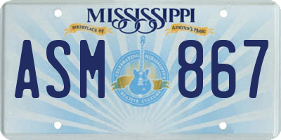 MS license plate ASM867