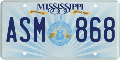MS license plate ASM868