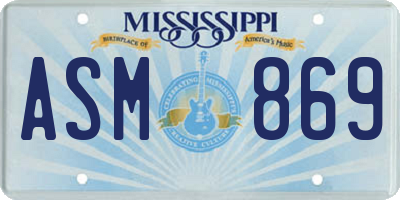 MS license plate ASM869