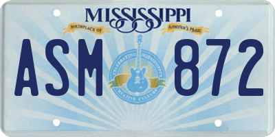 MS license plate ASM872