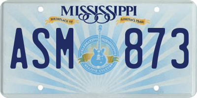 MS license plate ASM873