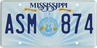 MS license plate ASM874