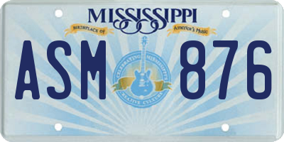 MS license plate ASM876