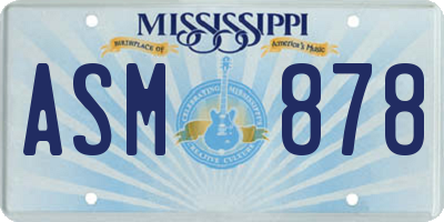 MS license plate ASM878