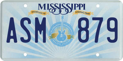 MS license plate ASM879