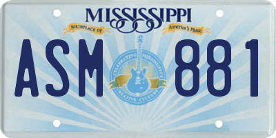 MS license plate ASM881