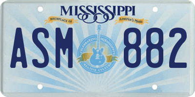 MS license plate ASM882