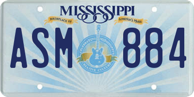 MS license plate ASM884