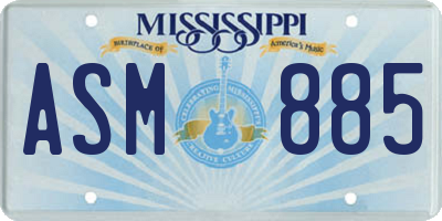 MS license plate ASM885