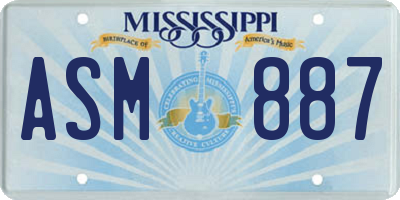 MS license plate ASM887