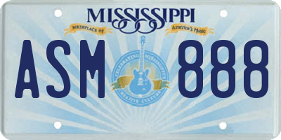 MS license plate ASM888