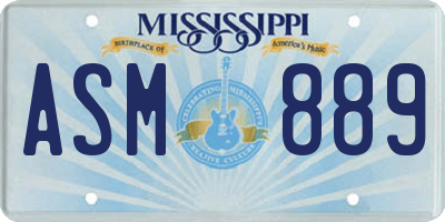 MS license plate ASM889