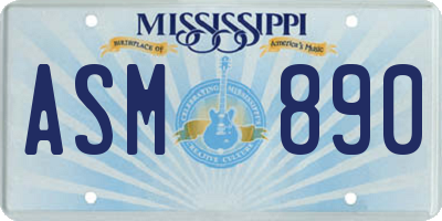 MS license plate ASM890