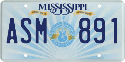 MS license plate ASM891