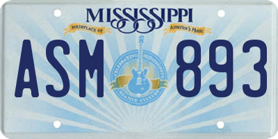 MS license plate ASM893