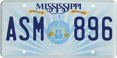 MS license plate ASM896