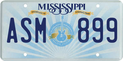 MS license plate ASM899