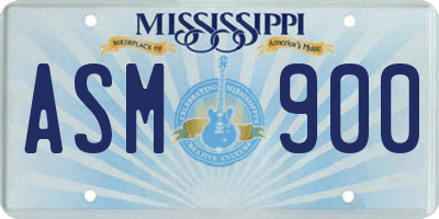 MS license plate ASM900