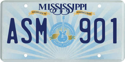 MS license plate ASM901