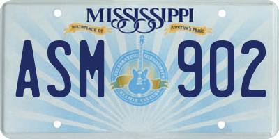 MS license plate ASM902