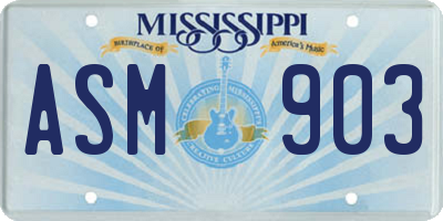 MS license plate ASM903