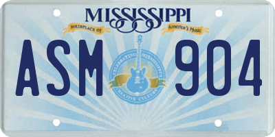 MS license plate ASM904