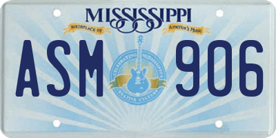 MS license plate ASM906