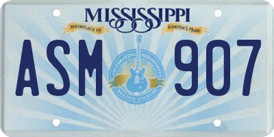 MS license plate ASM907