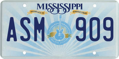 MS license plate ASM909