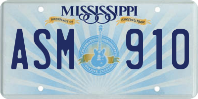 MS license plate ASM910