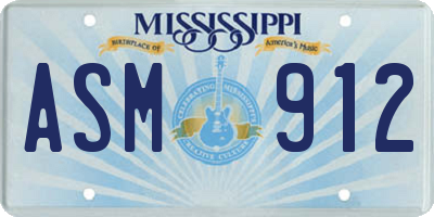 MS license plate ASM912