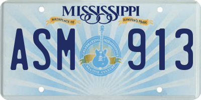 MS license plate ASM913