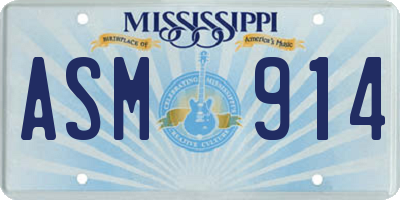 MS license plate ASM914