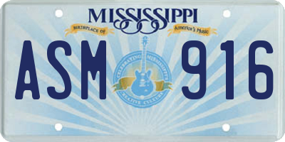 MS license plate ASM916