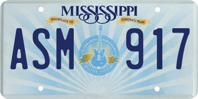 MS license plate ASM917