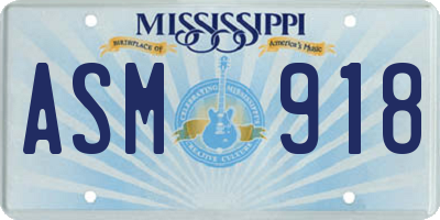 MS license plate ASM918