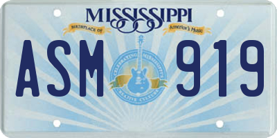 MS license plate ASM919