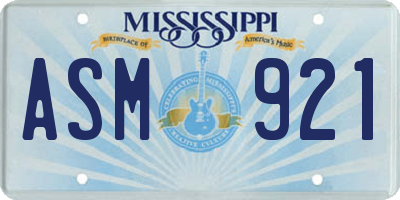 MS license plate ASM921