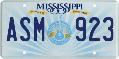 MS license plate ASM923