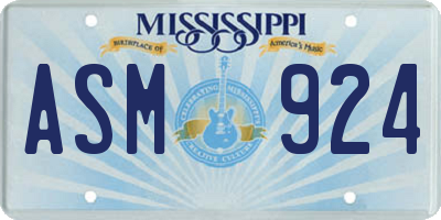 MS license plate ASM924