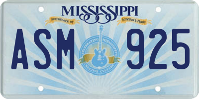 MS license plate ASM925