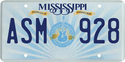 MS license plate ASM928