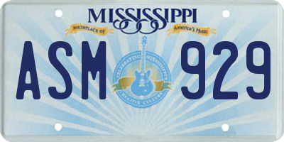 MS license plate ASM929