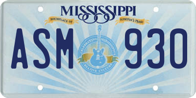 MS license plate ASM930