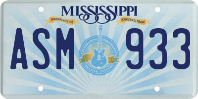 MS license plate ASM933
