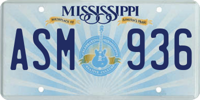 MS license plate ASM936