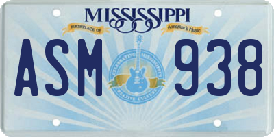 MS license plate ASM938
