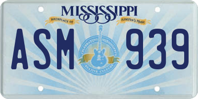 MS license plate ASM939