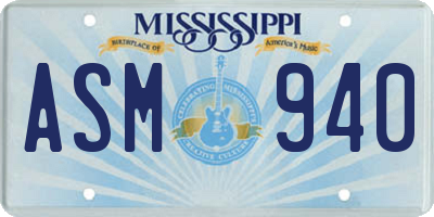 MS license plate ASM940